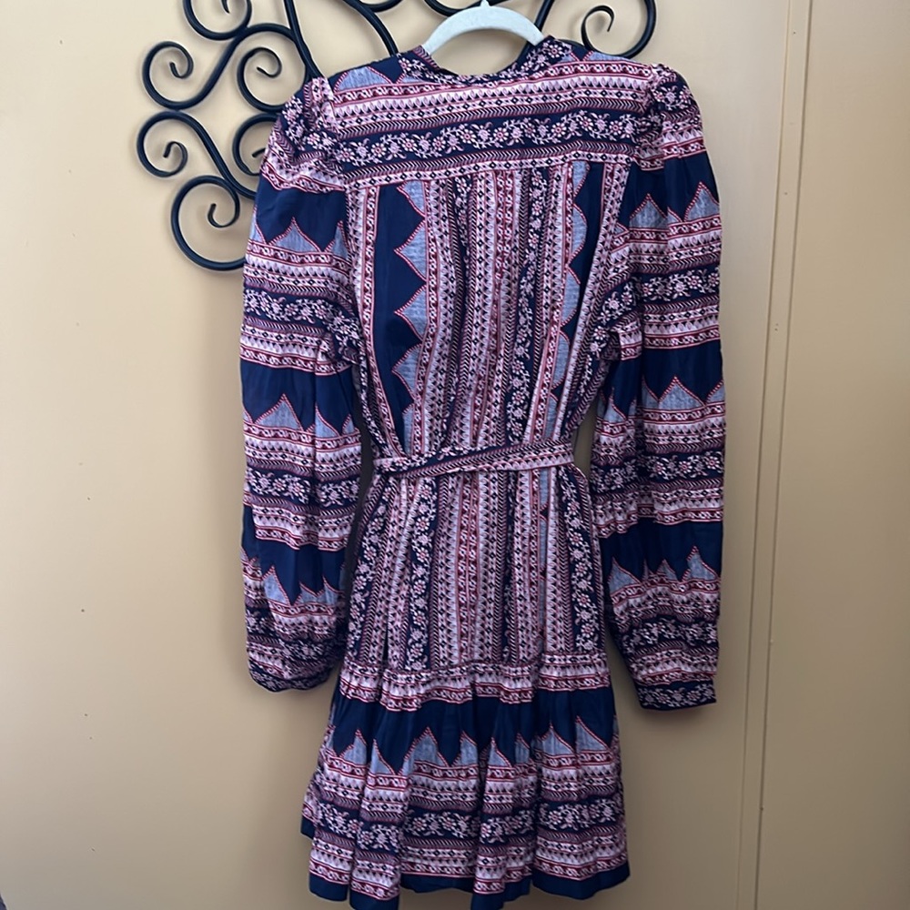 Sea New York Navy & Pink Printed Long-Sleeve Tiered Mini Dress - Picture 4 of 5